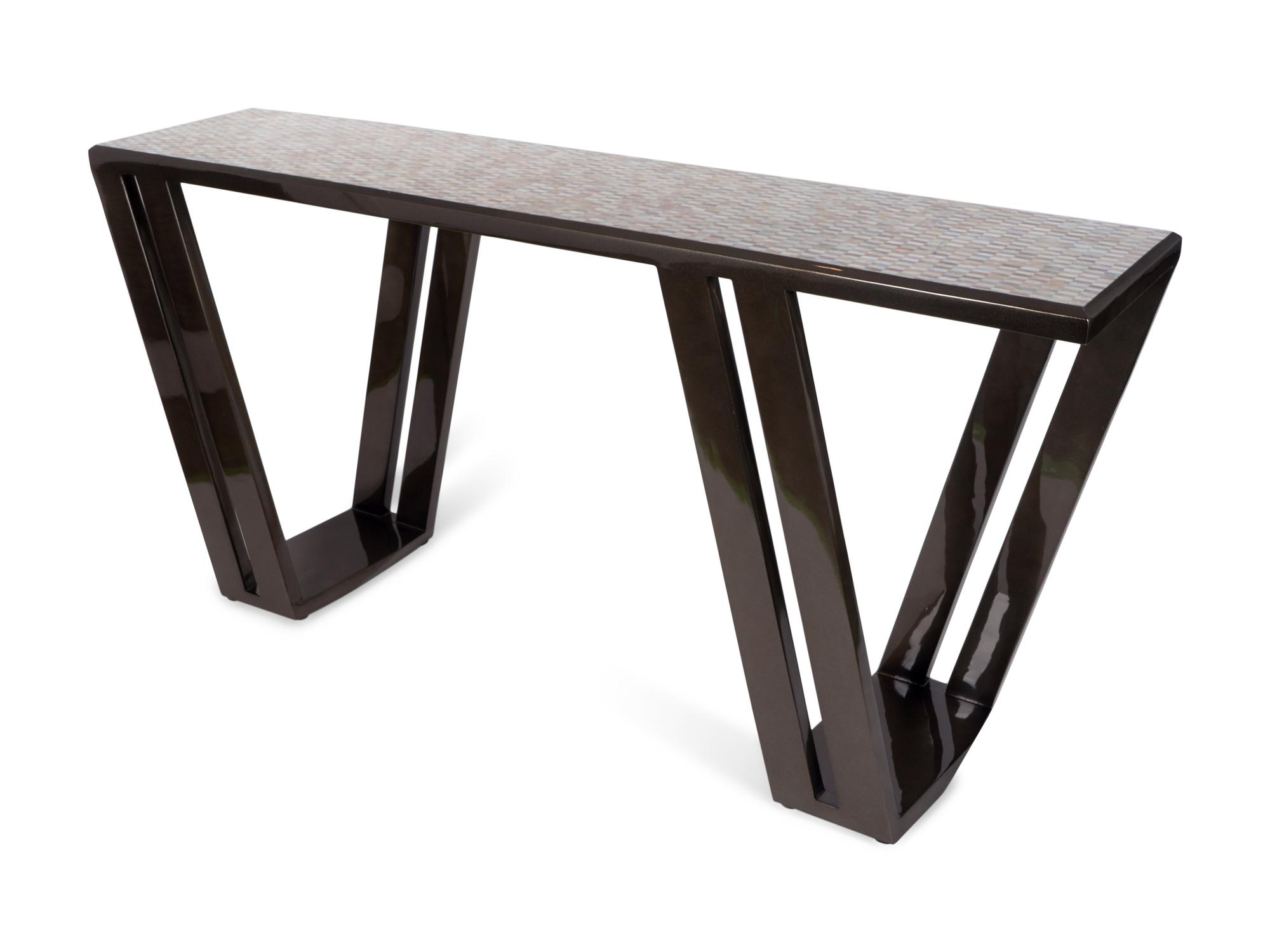 A Contemporary Lacquer Console Table with Tesselated Nacre Top Surface — 21ST CENTURY