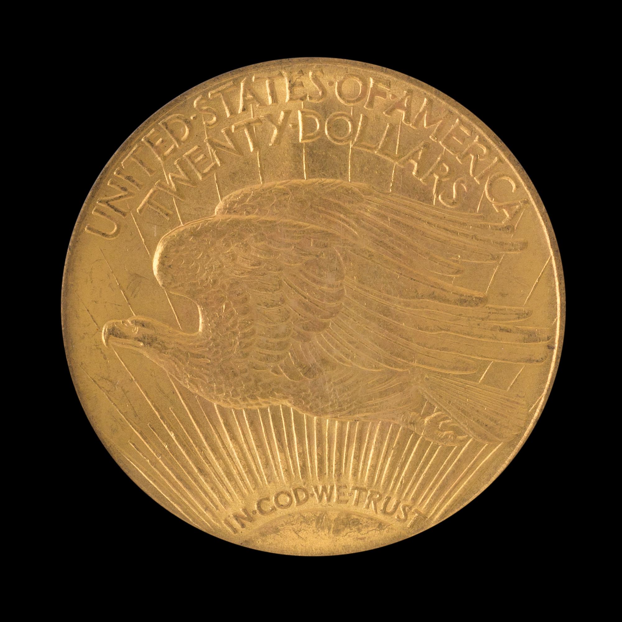 A United States 1908 Saint-Gaudens: Motto $20 Gold Coin