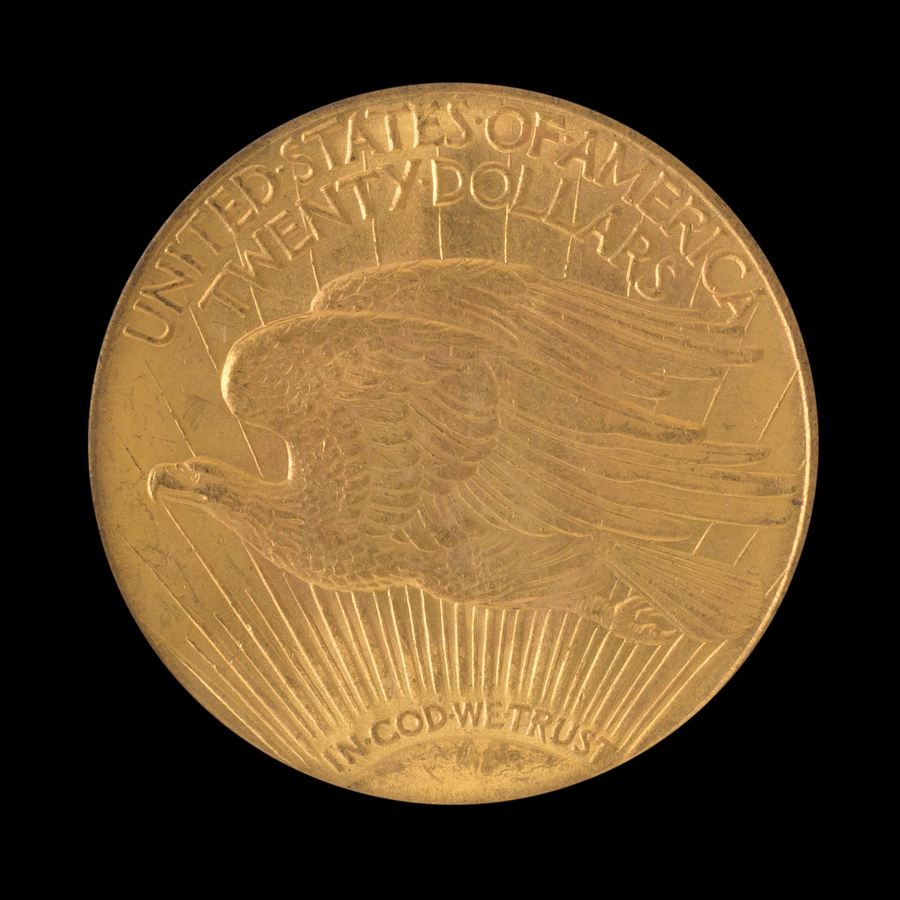 A United States 1908 Saint-Gaudens: Motto $20 Gold Coin