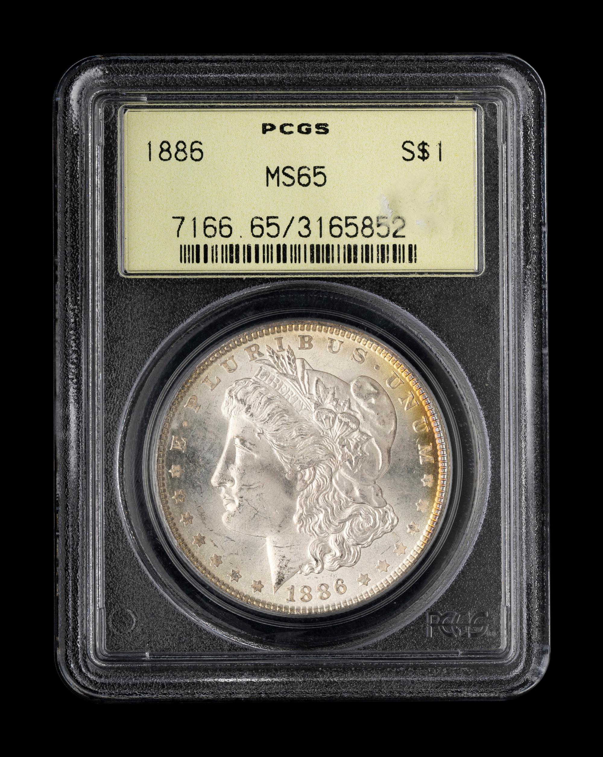 A Well-Toned Reverse 1886 Morgan $1 Coin (PCGS MS65)