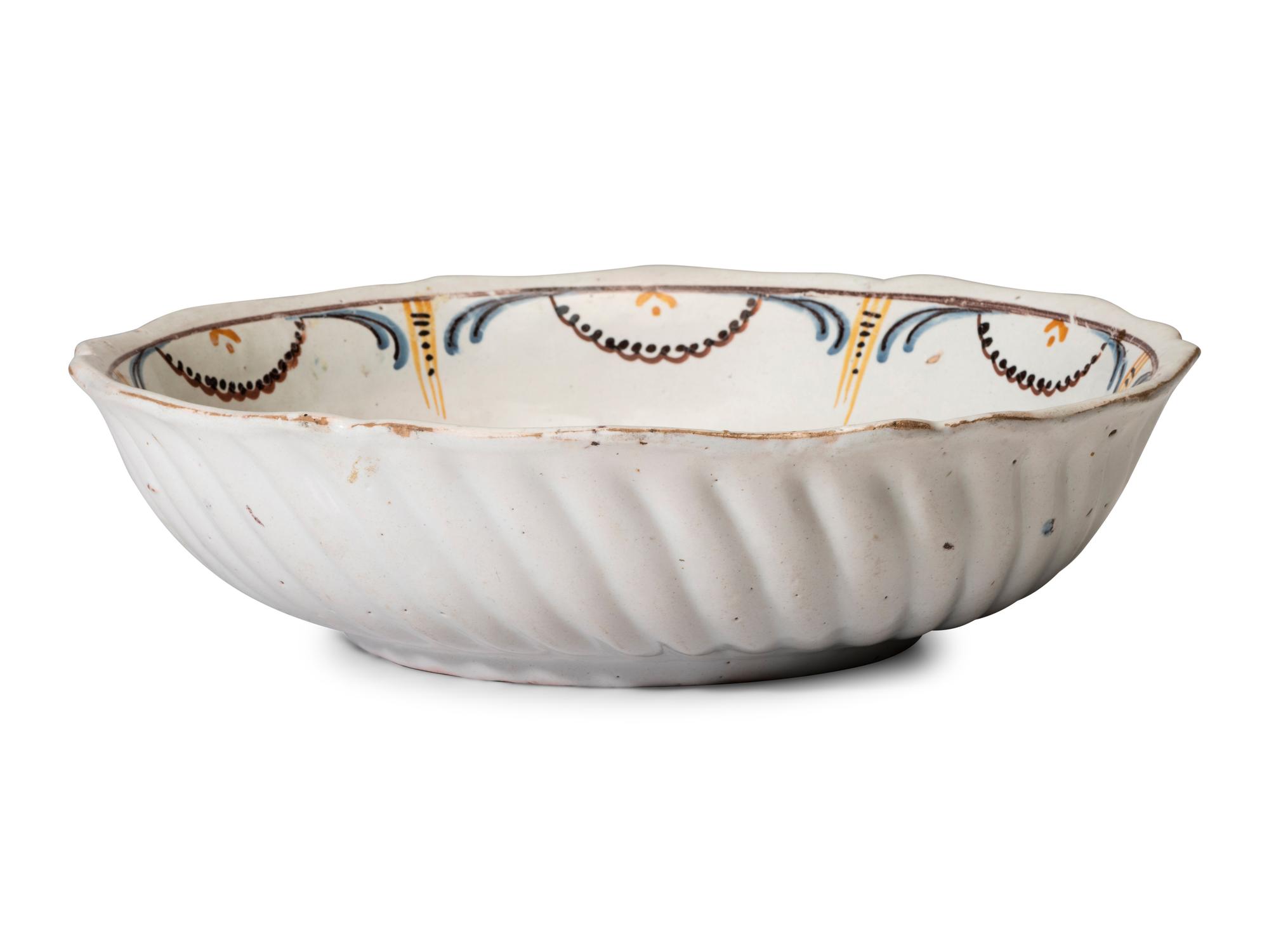 A Dutch Polychrome Glazed Delftware Bowl
