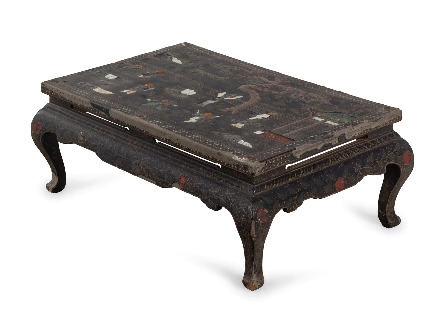 A Chinese Export Hardstone Inset Low Table