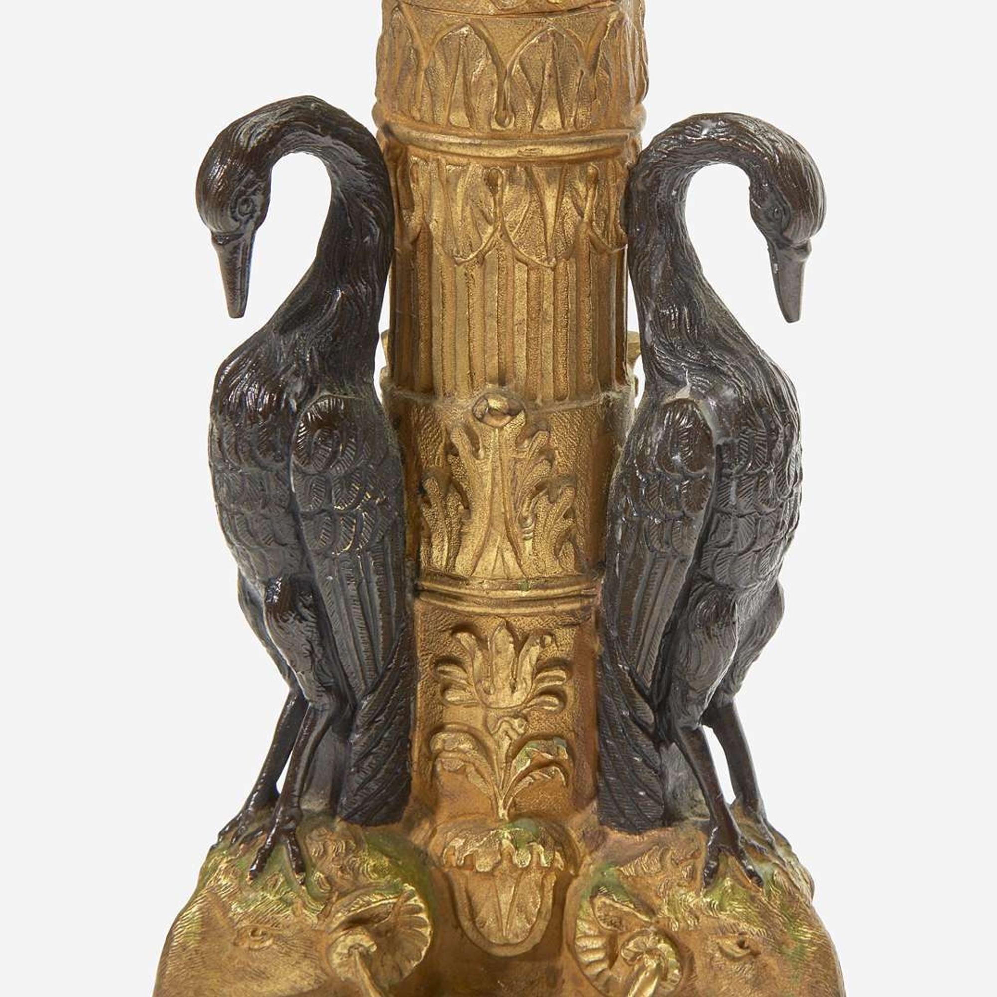 A Pair of Empire Gilt and Patinated Bronze Three-Light Candelabra 19th century
