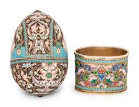 Two Russian Enameled Silver Articles