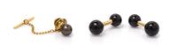 A Pair of 14 Karat Yellow Gold and Onyx Cufflinks, Tiffany & Co., 7.50 dwts.