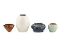 Four Chinese and Japanese Monochrome Glazed Ceramic Wares