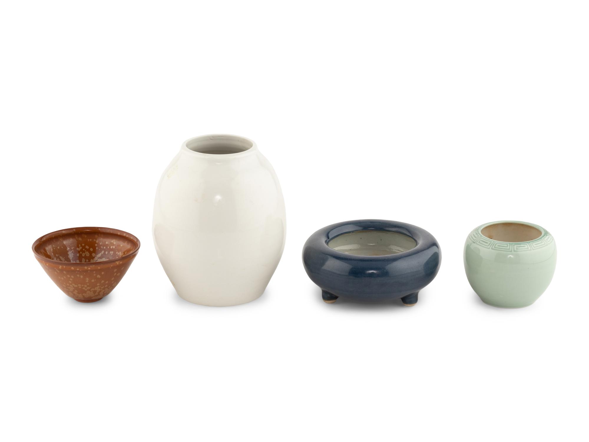 Four Chinese and Japanese Monochrome Glazed Ceramic Wares