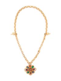 Chanel Chain Link Necklace with Glass Flower, c1985