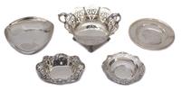 Five Miscellaneous Silver Articles, Various Makers and Countries of Origin, comprising two Gorham candy bowls, a South American triangu