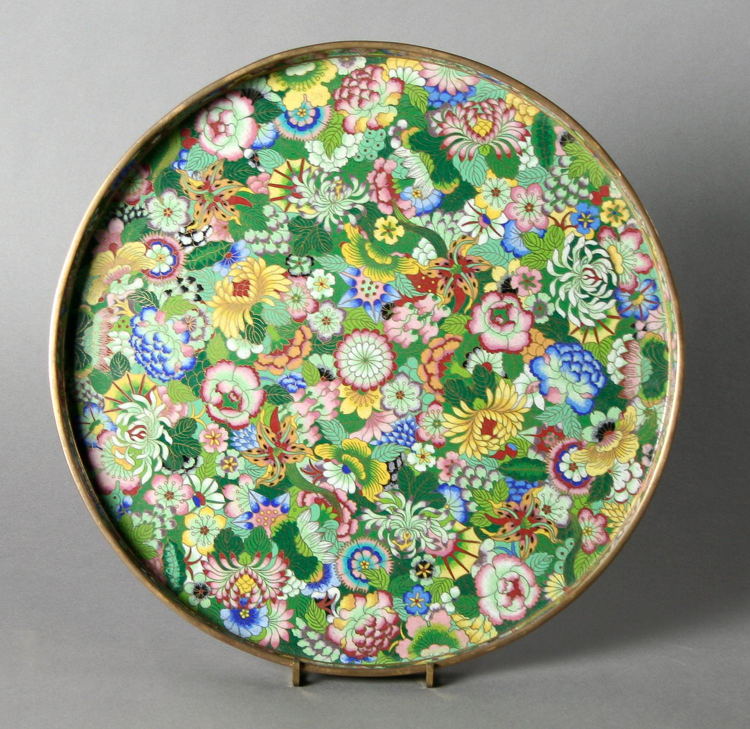 A Circular Cloisonne Tray, Diameter 12 1/4 inches.