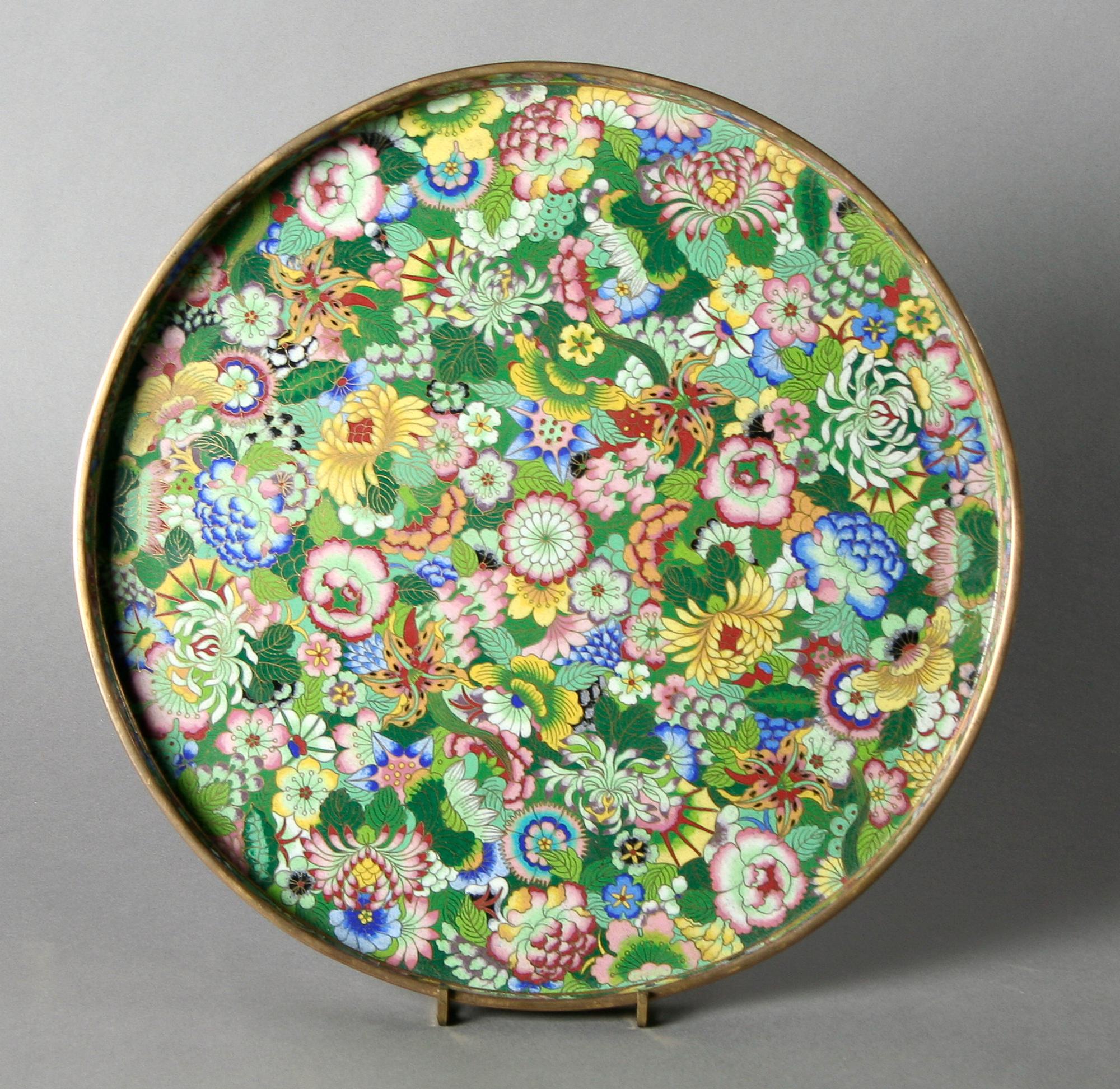 A Circular Cloisonne Tray, Diameter 12 1/4 inches.