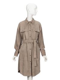 Brunello Cucinelli, Grey Suede Shirtdress