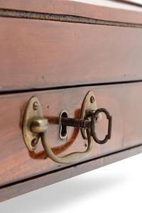 A George III Tambour Top Brass Mounted Mahogany Writing Slope and Stationary Box