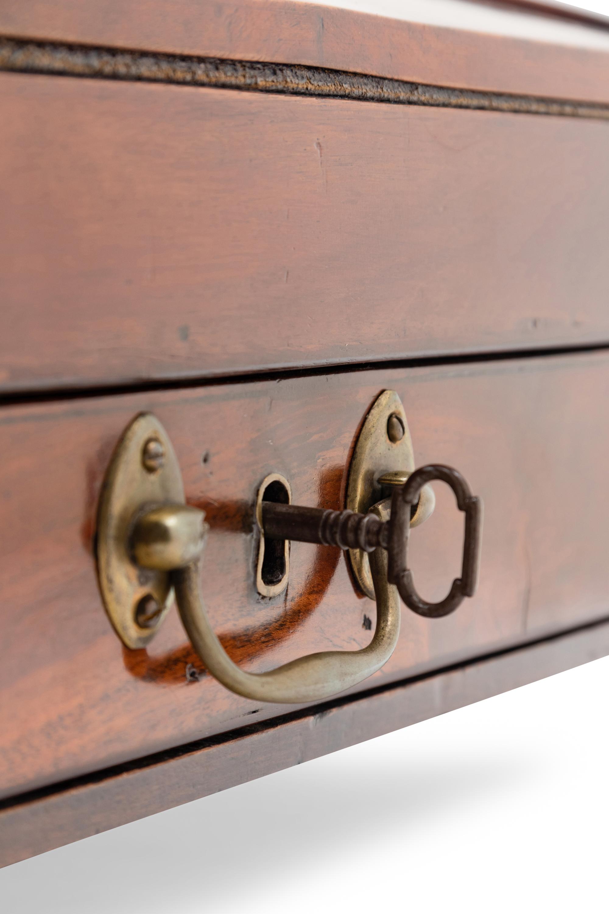 A George III Tambour Top Brass Mounted Mahogany Writing Slope and Stationary Box