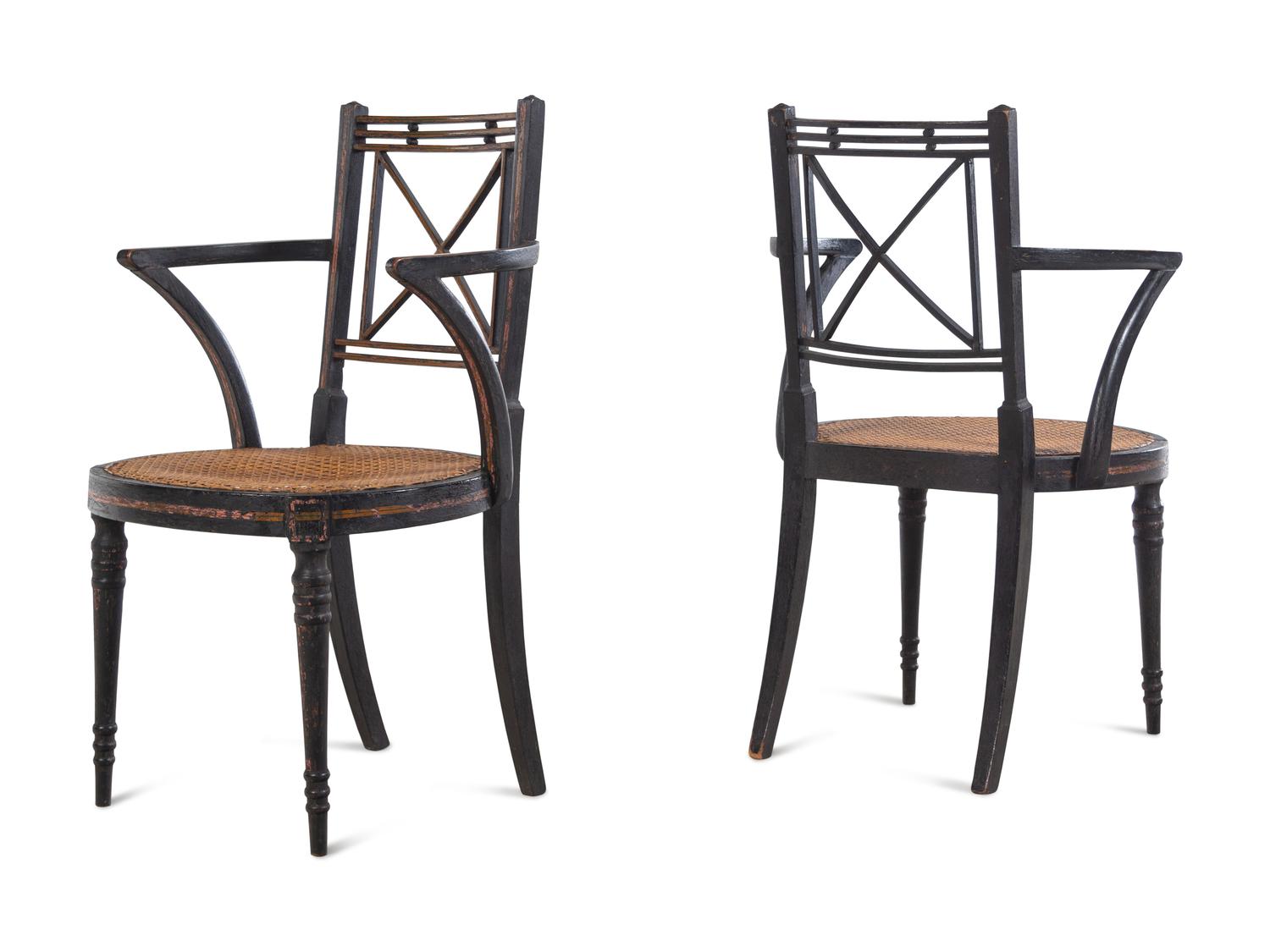 A Pair of Regency Painted Armchairs