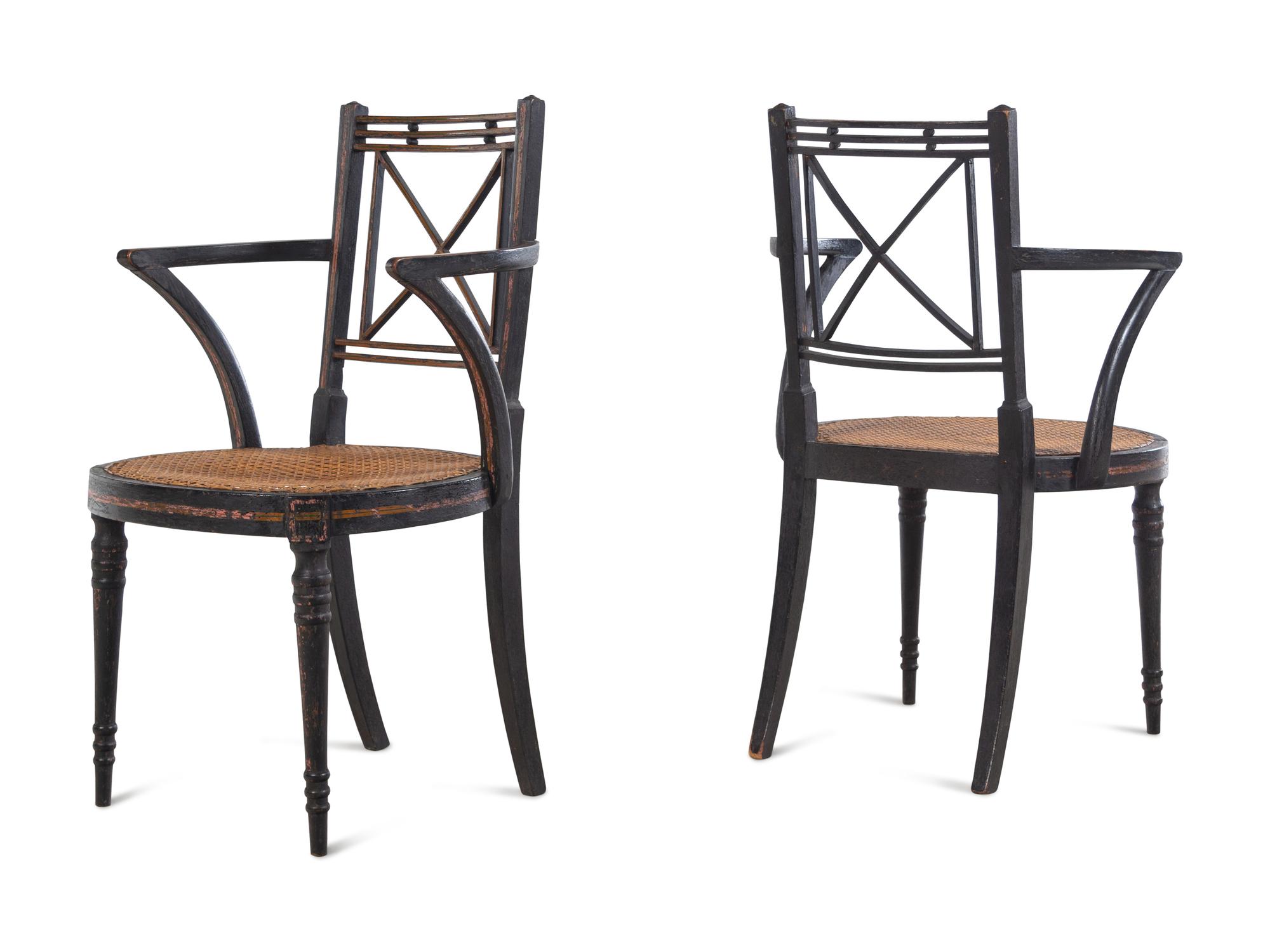 A Pair of Regency Painted Armchairs