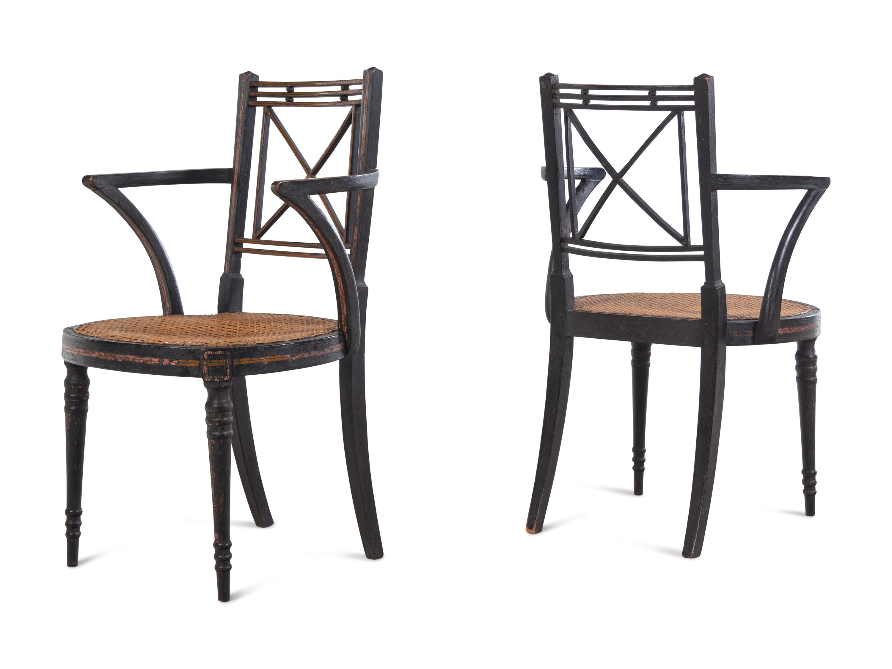 A Pair of Regency Painted Armchairs