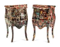 A Pair of Comic-Découpaged Night Stands