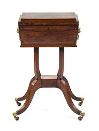 A Regency Rosewood Tea Poy, Height 30 x width 17 x depth 11 3/4 inches.