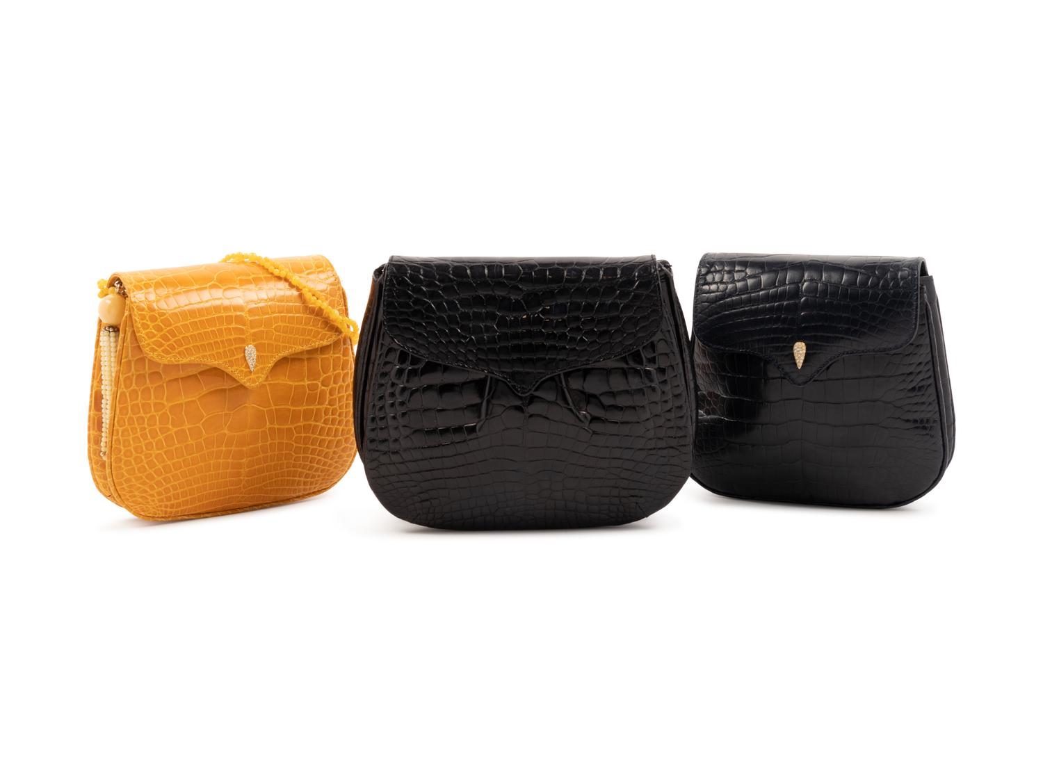 Three Lana Marks Shiny Black Alligator Bags