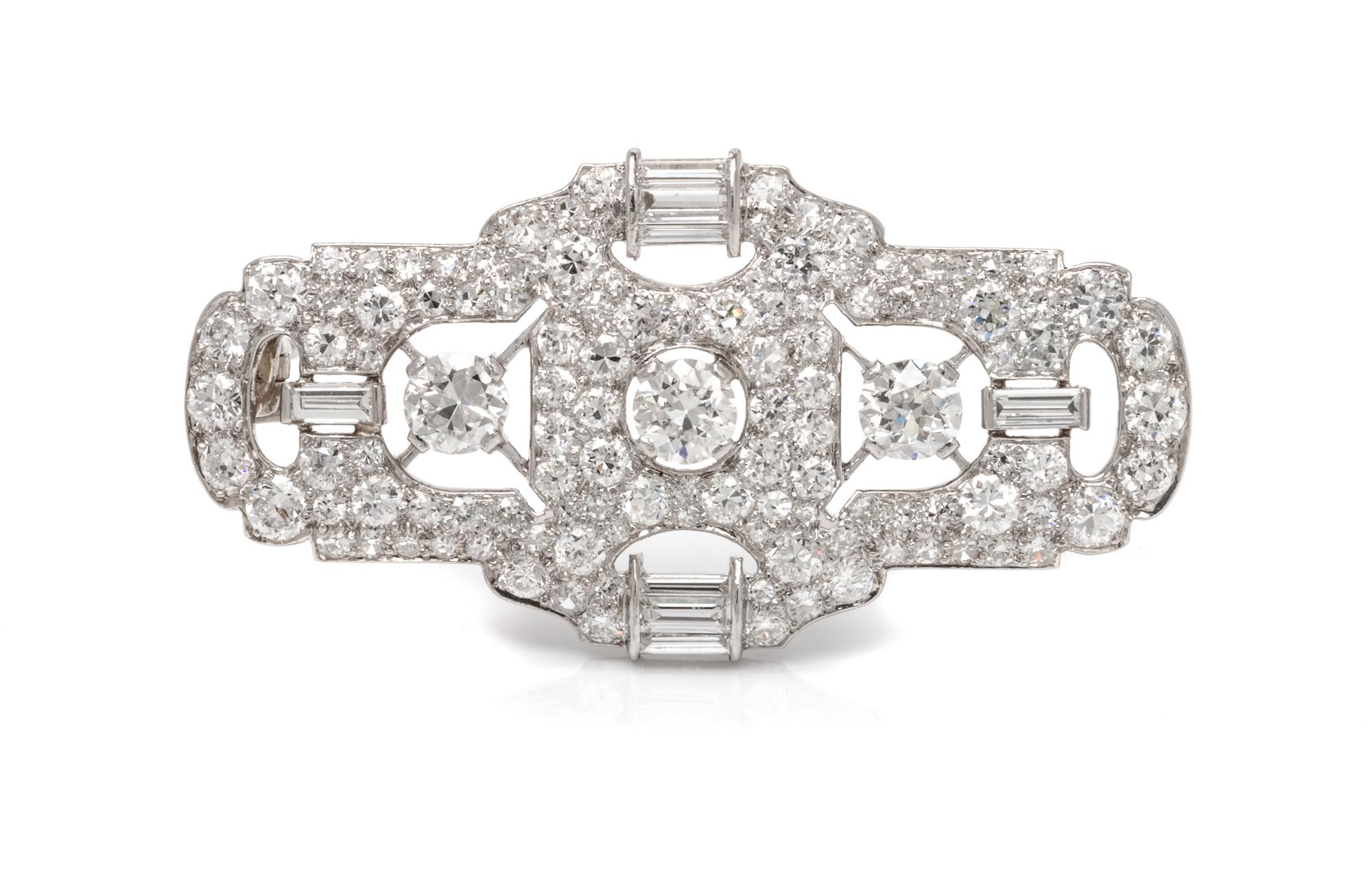 An Art Deco Platinum and Diamond Pendant/Brooch, 4.70 dwts.