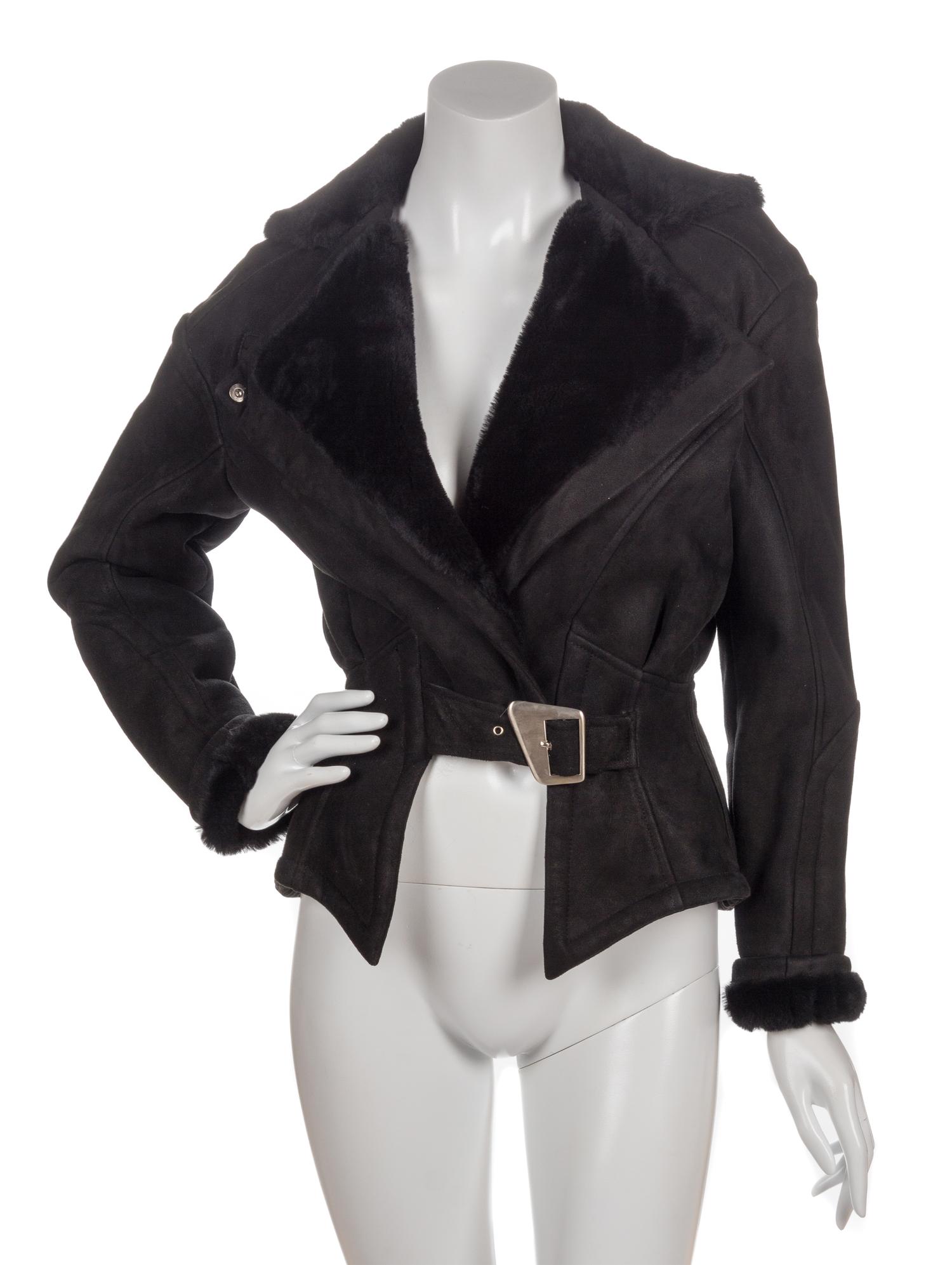 A Thierry Mugler Black Lamb Jacket,