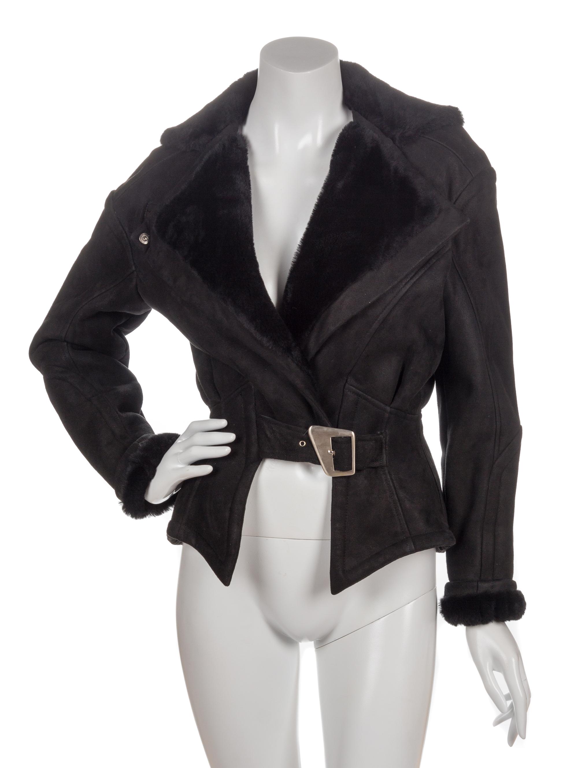 A Thierry Mugler Black Lamb Jacket,