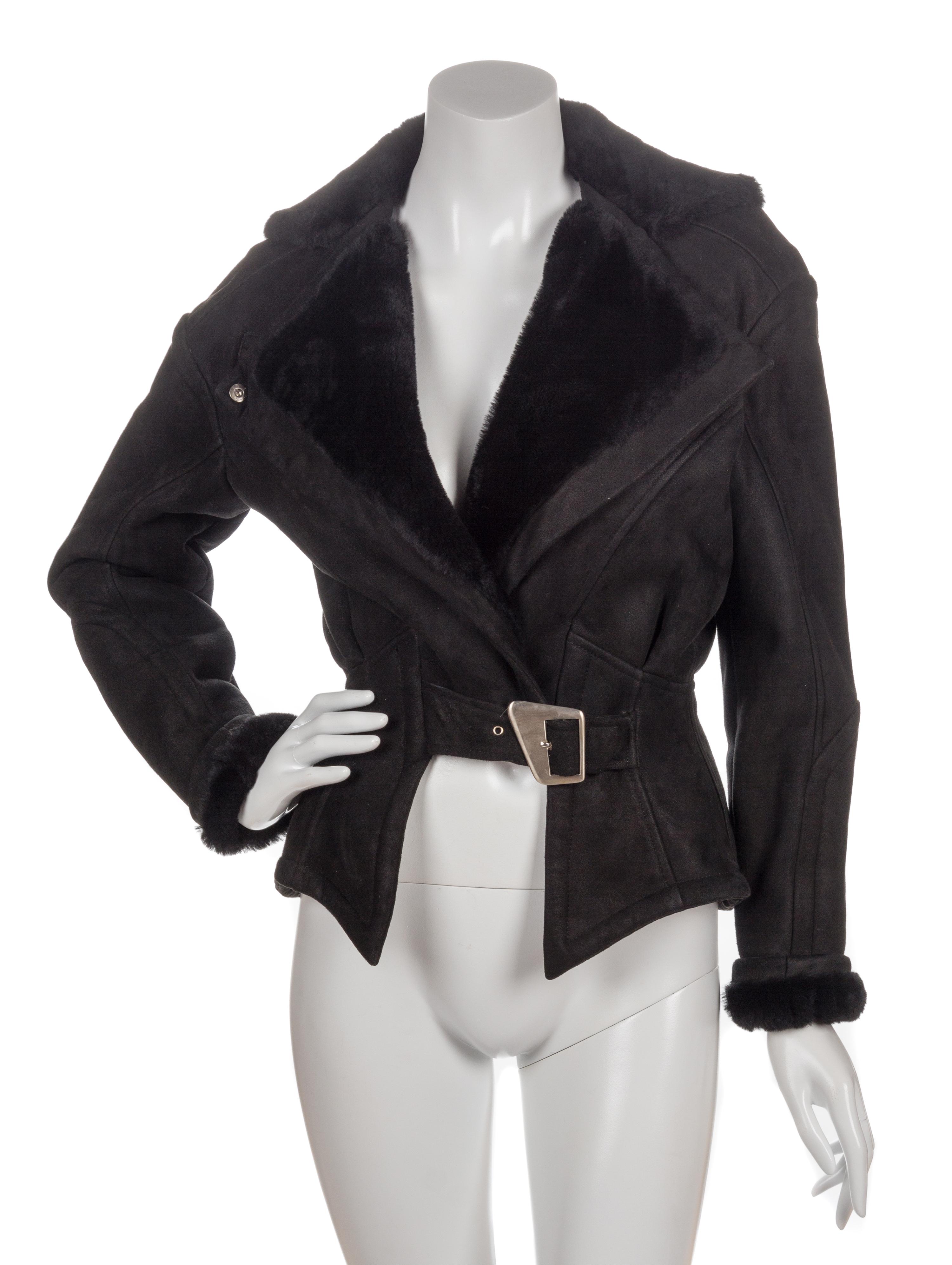 A Thierry Mugler Black Lamb Jacket,