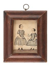 A Folk Art Portrait of Two Girls