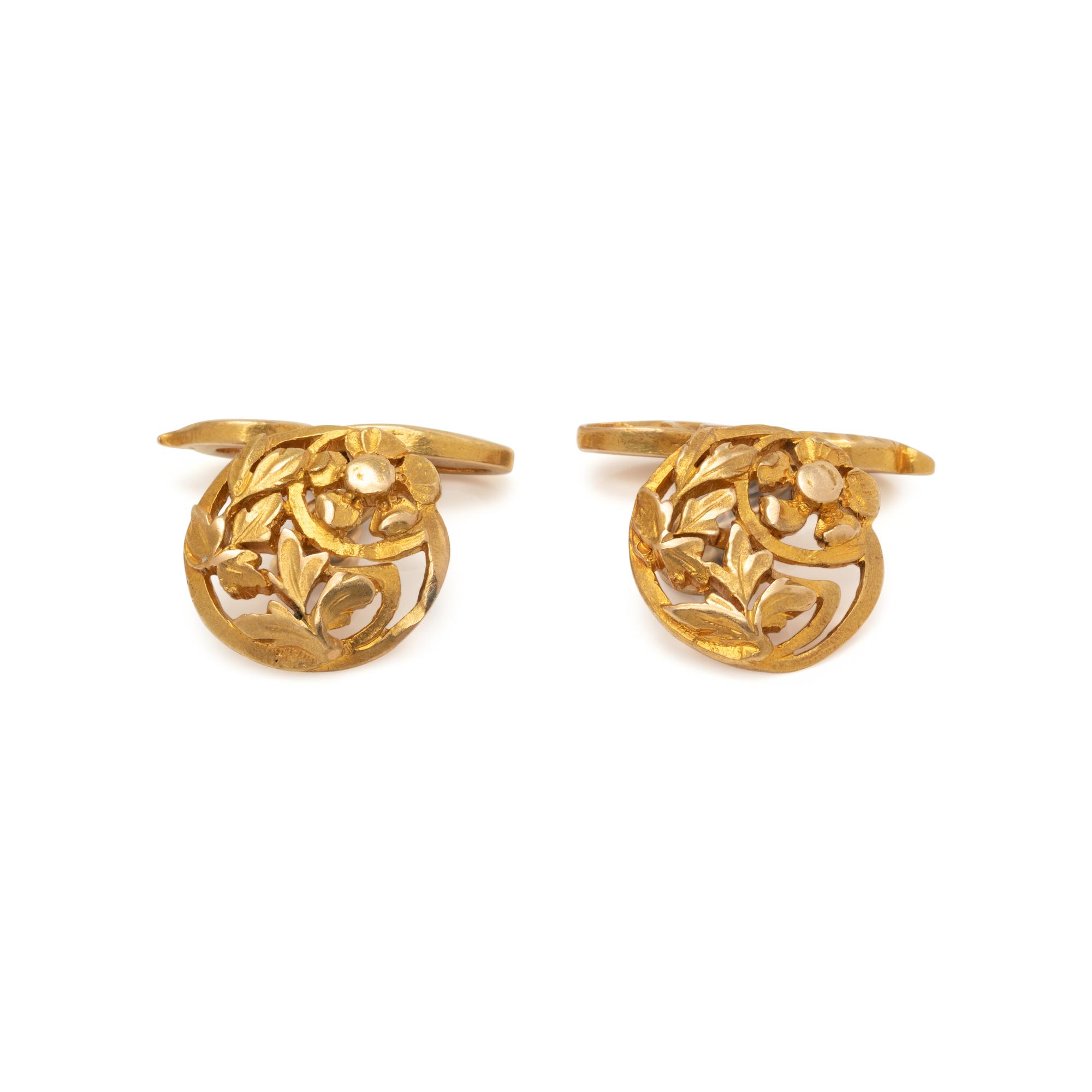 ART NOUVEAU, YELLOW GOLD CUFFLINKS