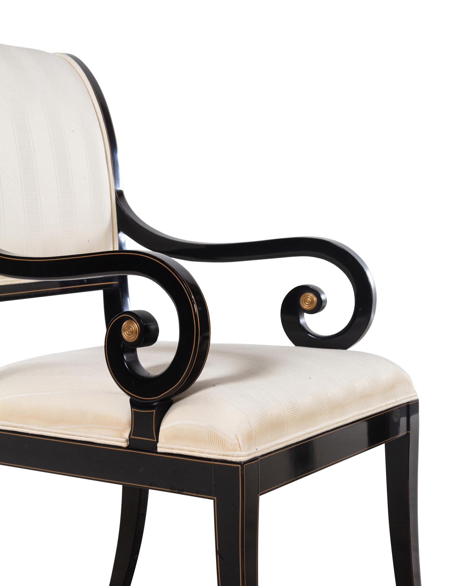 A Set of Eight Kindel Ebonized Dining Chairs