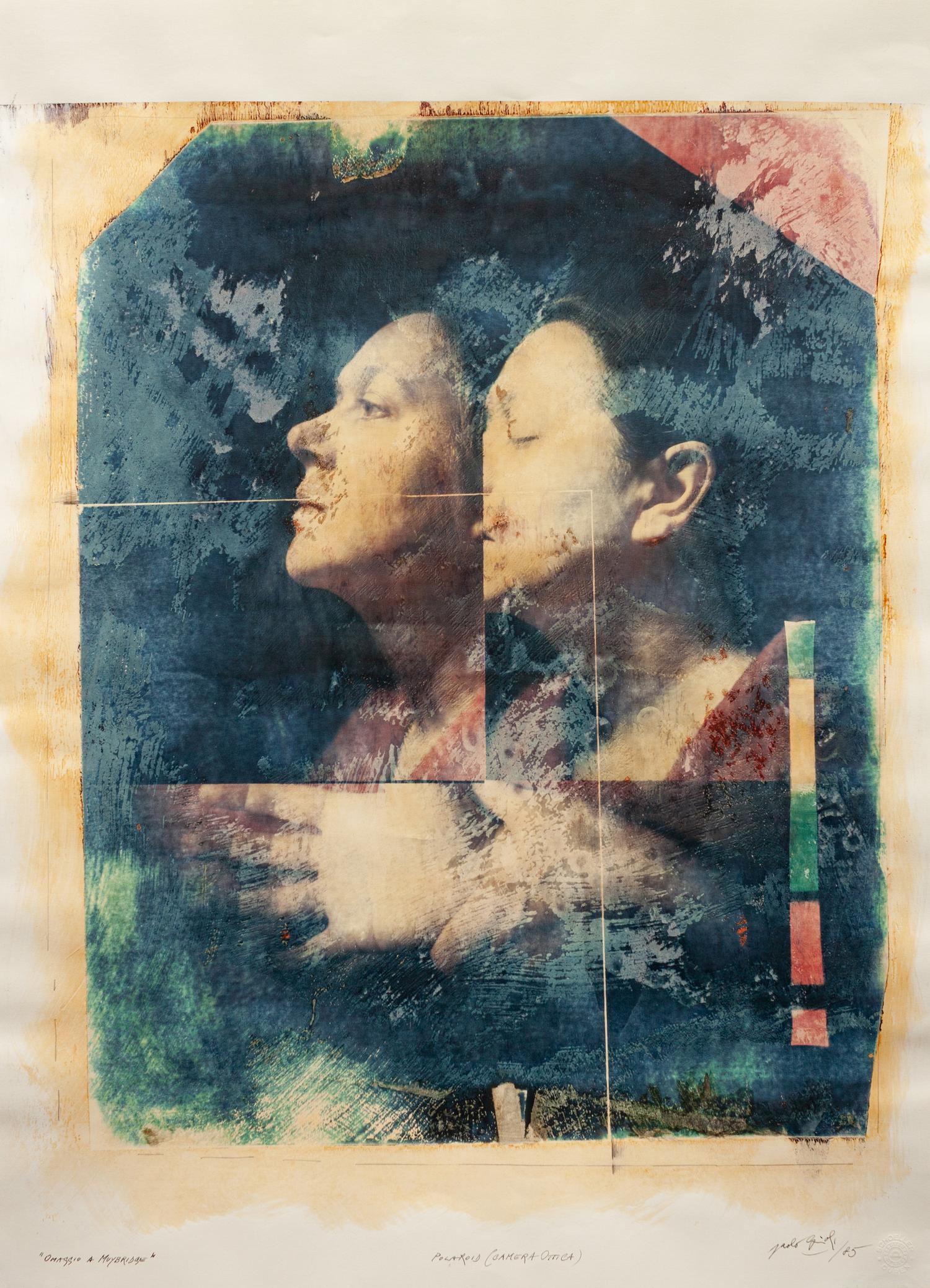 A group of three polaroids ( Untitled (Double Male Portrait) , 1985; Omaggio a Muybridge , 1985; L'uomo con il Petto di Donna , 1985)