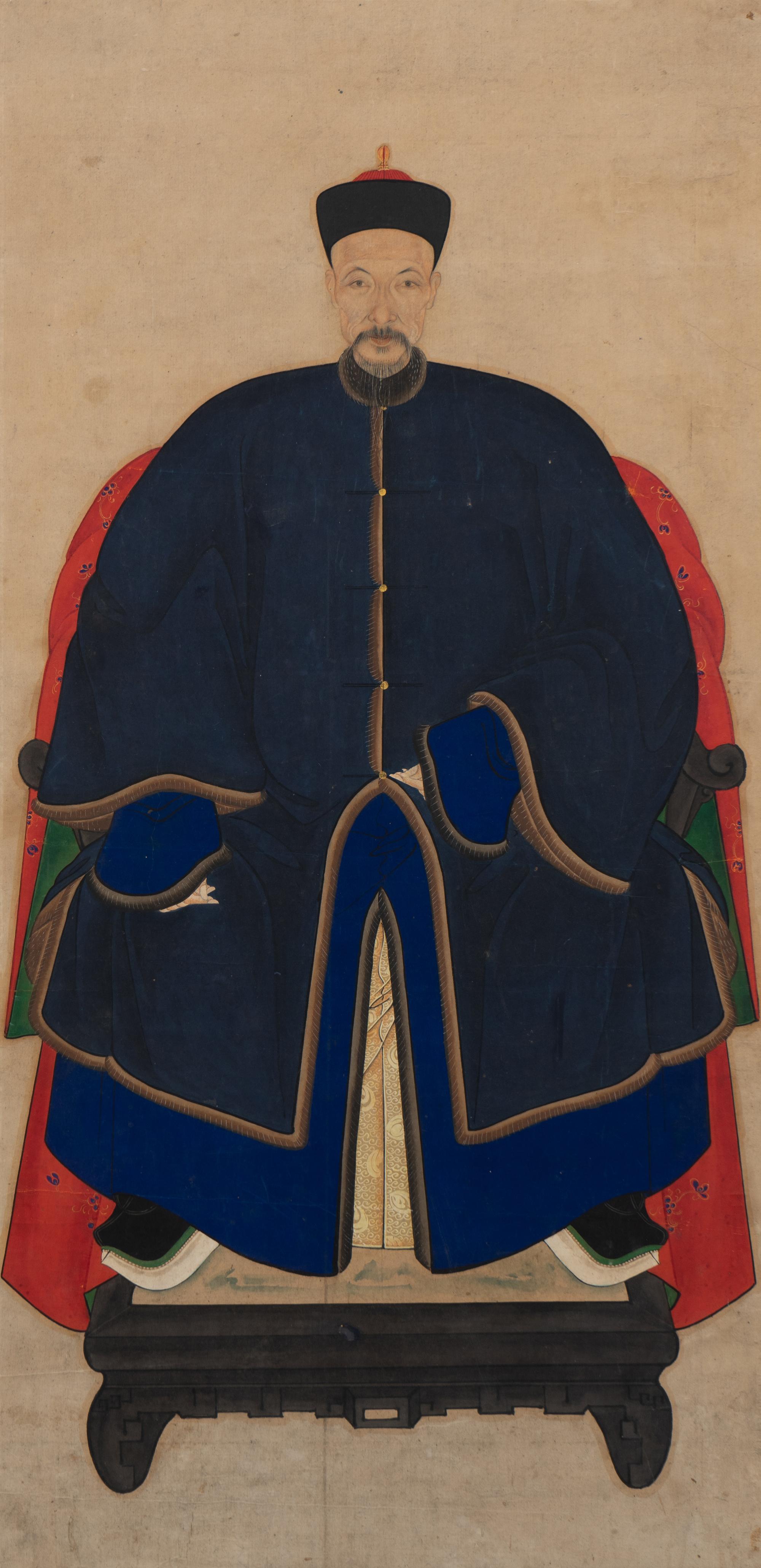 A Pair of Chinese Ancestor Portraits — 19TH CENTURY