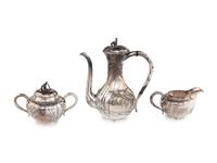 Three Japanese Silver 'Bamboo' Tea Wares