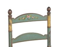 A Pair of Green-Painted and Decorated Ladder-Back Rush-Seat Side Chairs