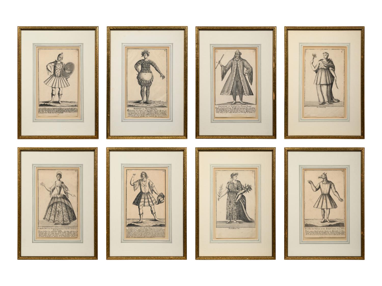A Set of Eight Continental Costume Engravings by Johann Christoph Dehne (fl. 18th Century)