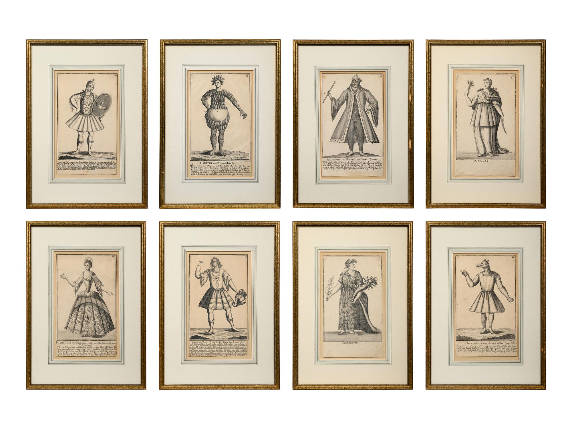 A Set of Eight Continental Costume Engravings by Johann Christoph Dehne (fl. 18th Century)