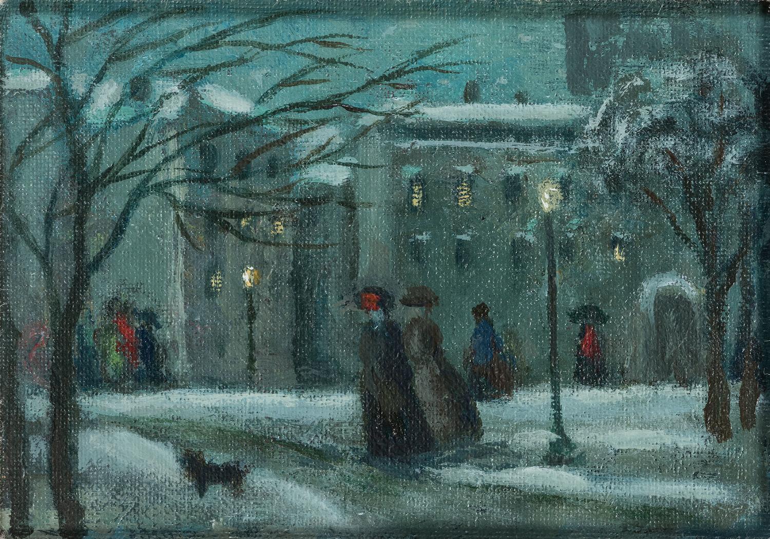 Three Works: Evening in the Square, Three Hats, and Landscape with Villa