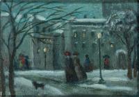 Three Works: Evening in the Square, Three Hats, and Landscape with Villa