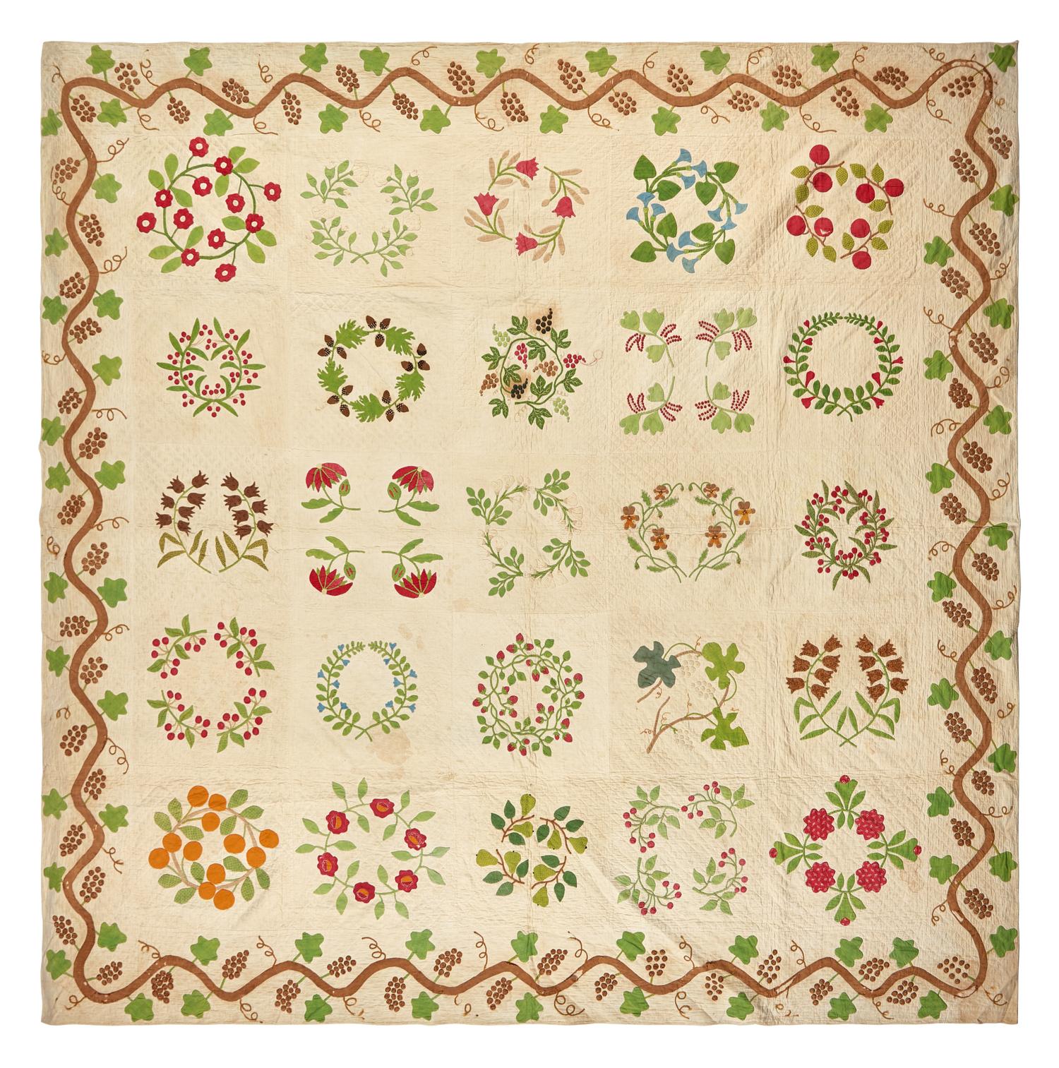 An Appliqued, Trapunto and Embroidered Quilt