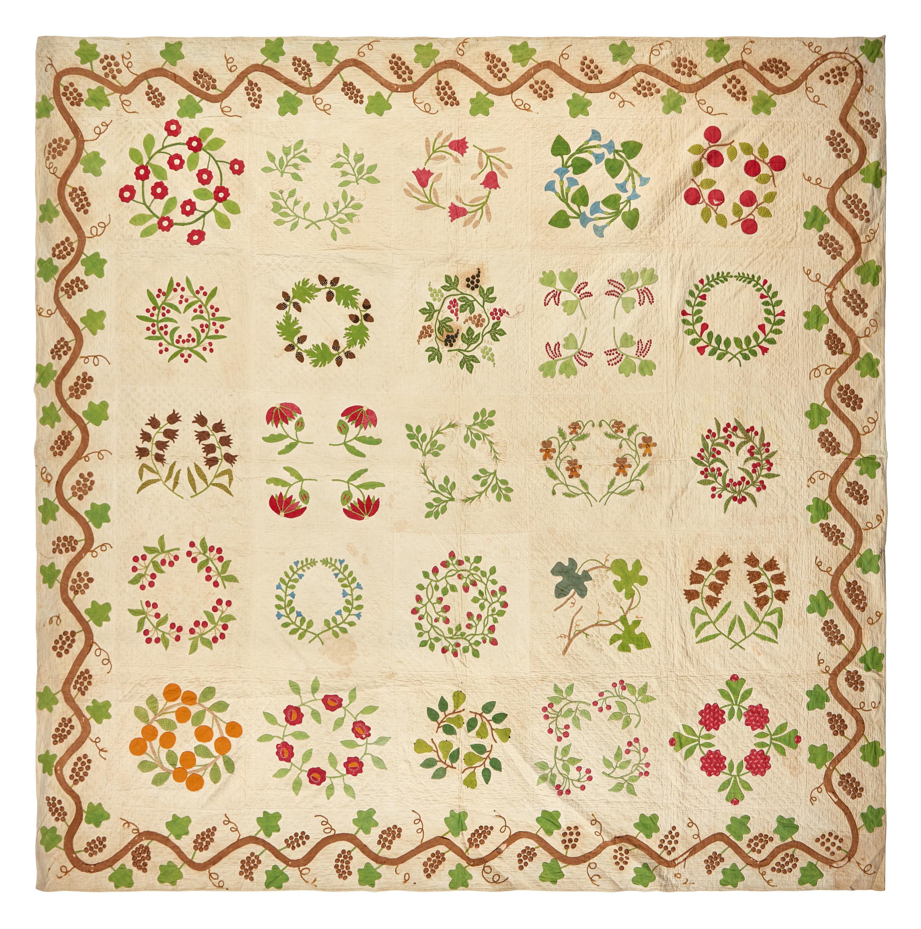 An Appliqued, Trapunto and Embroidered Quilt