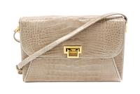 A Judith Leiber Taupe Alligator Shoulder Bag, 12 x 7 1/2 x 2 inches.