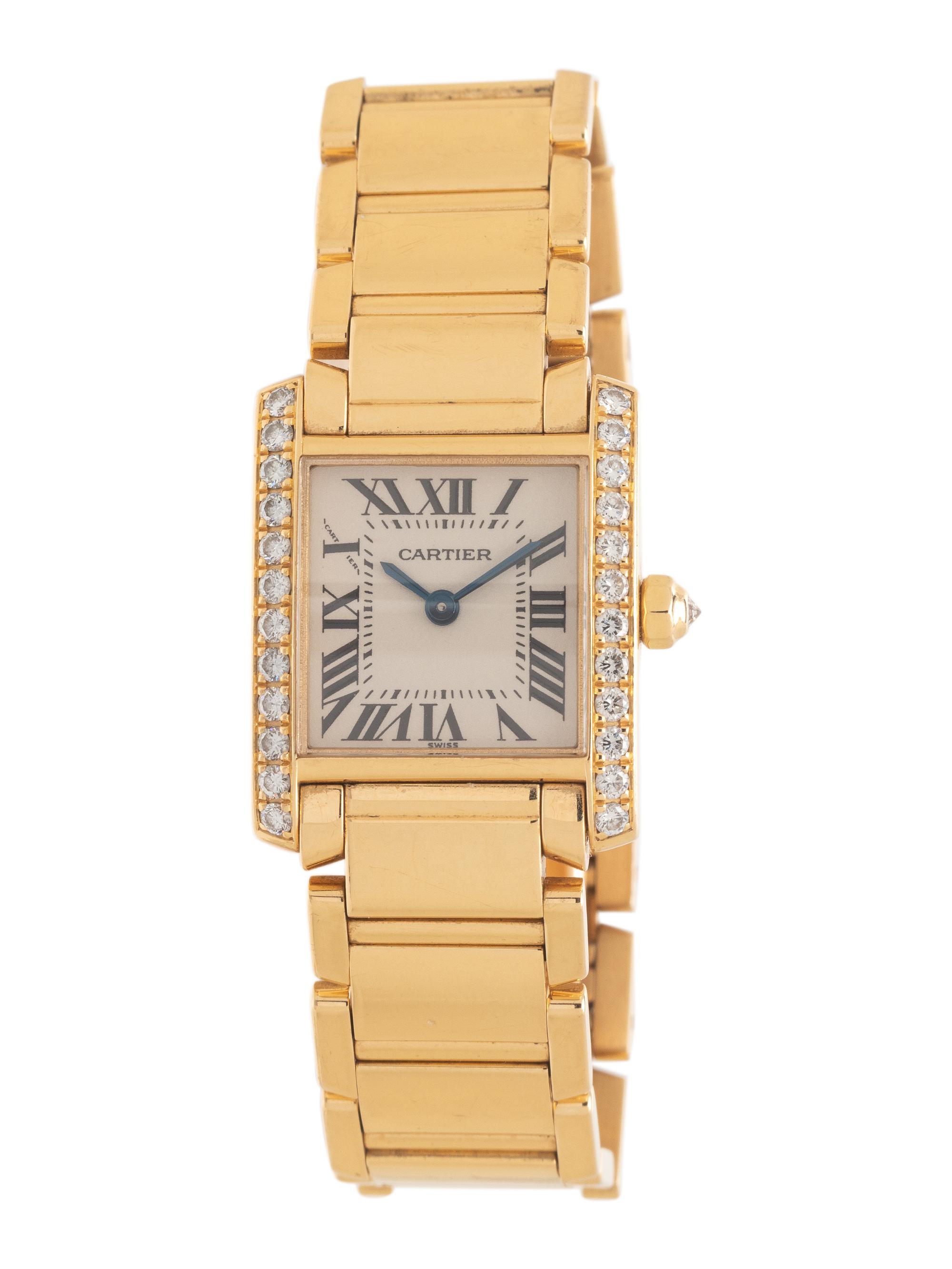 CARTIER, REF. 2385 18K YELLOW GOLD AND DIAMOND ‘TANK FRANCAISE’ WRISTWATCH