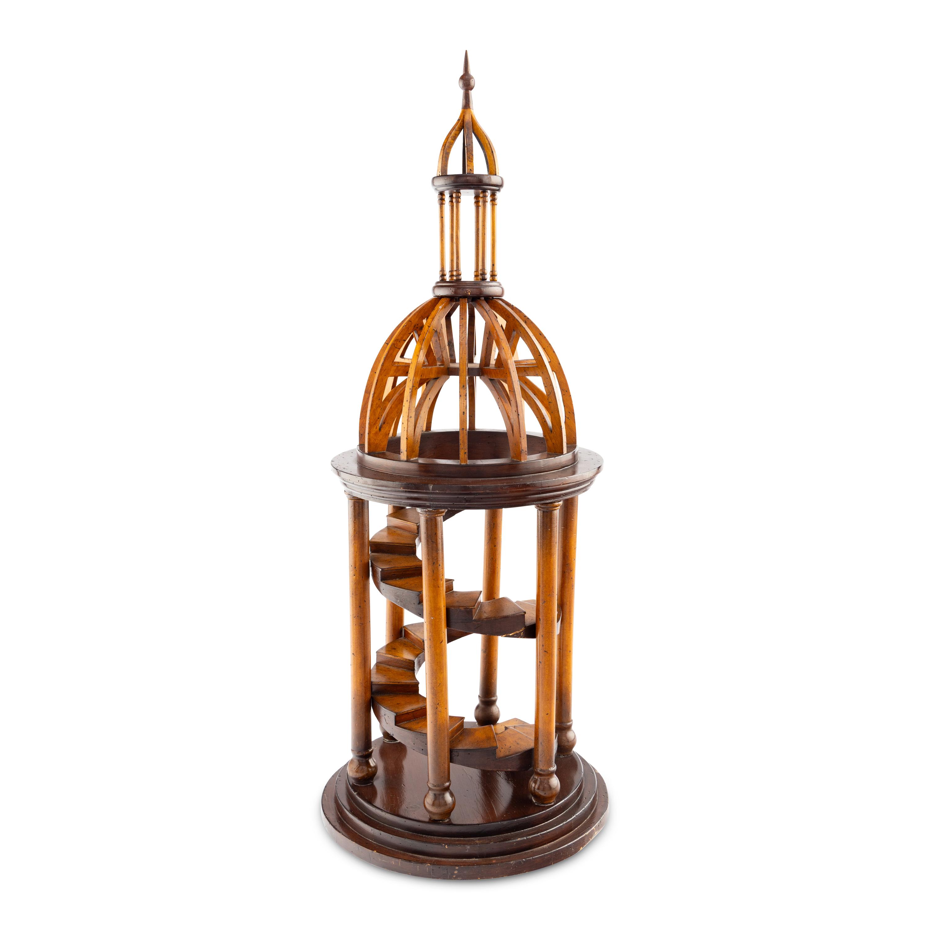 A Carved Wood Architectural Staircase Model