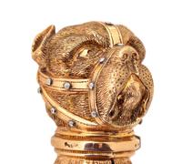 A 14-Karat Gold Zoomorphic Walking Stick