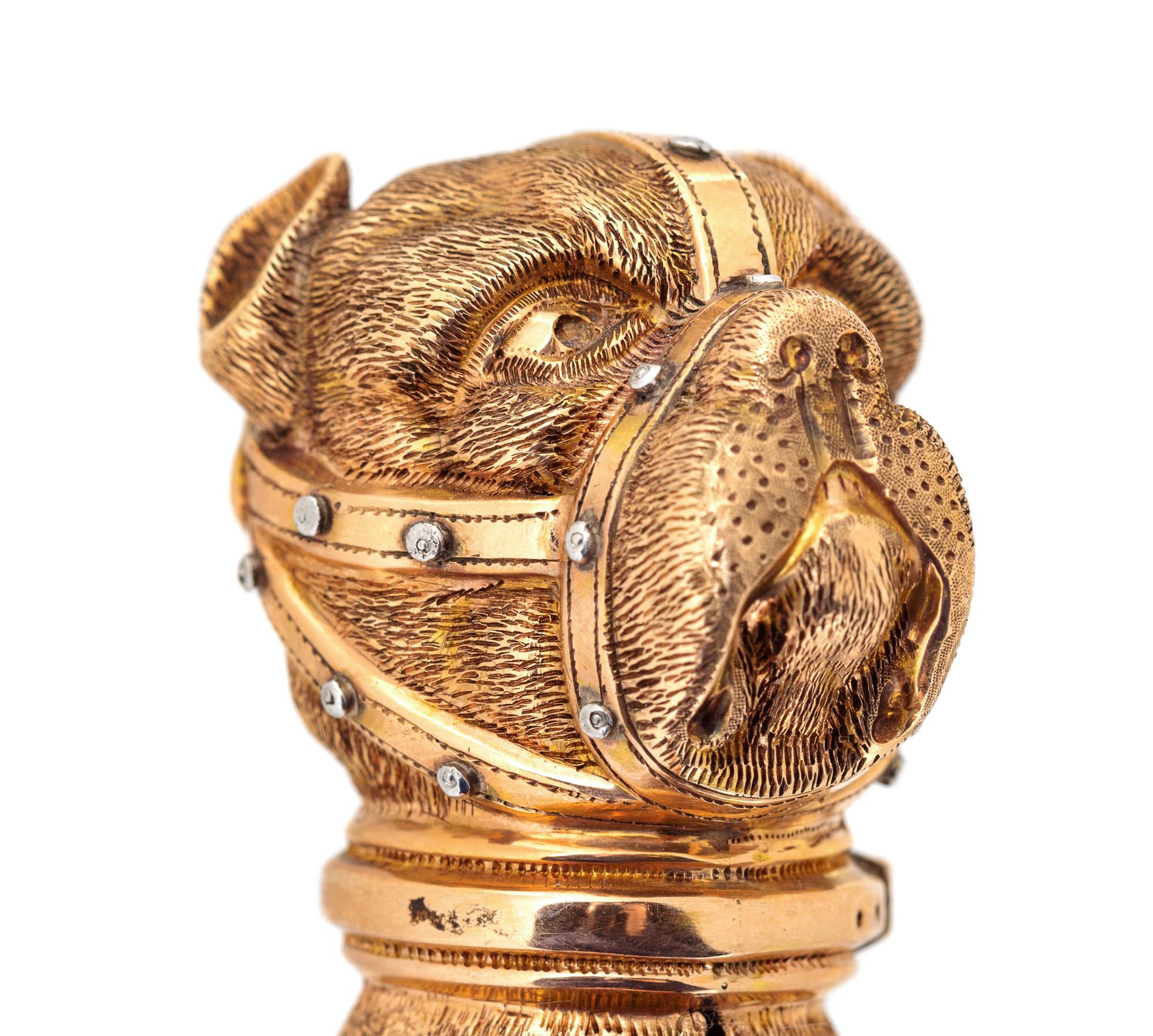 A 14-Karat Gold Zoomorphic Walking Stick