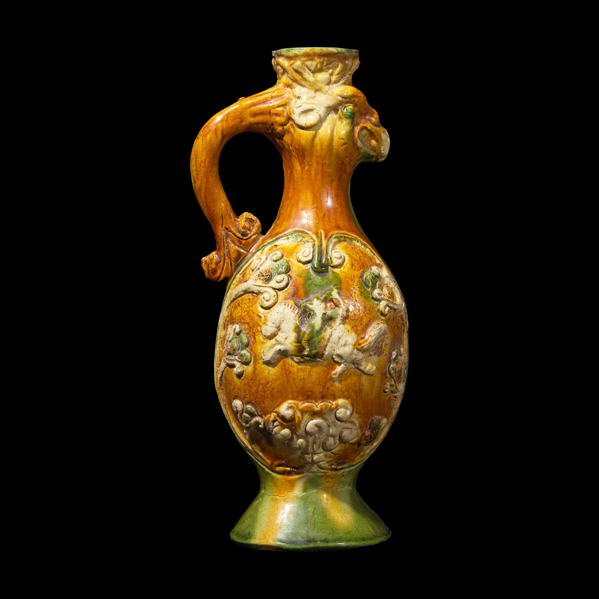 A Chinese Tang -Style Sancai Glazed Phoenix-Head Ewer 三彩鳳首壺