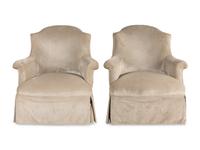 A Pair of French Velvet Upholstered Bergeres