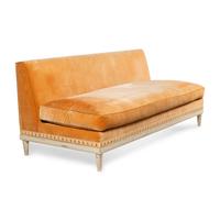 A Custom Velvet-Upholstered Settee