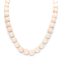A 14 Karat Yellow Gold and Coral Bead Necklace, 46.10 dwts.